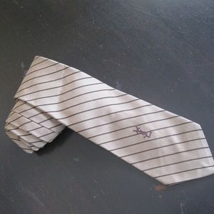 Vintage Yves St. Laurent men's tie, soft gold w/ blk stripes, OS